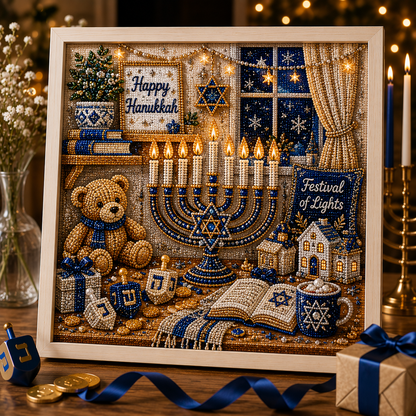 🎁Eight Nights of Light 🕎✨ – DIY Hanukkah Pearl Art Kit