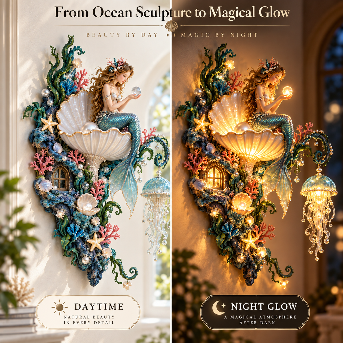 ⏰Limited Stock 50% OFF - 🧜‍♀️✨ Mermaid Pearl Wall Light 🐚🌊