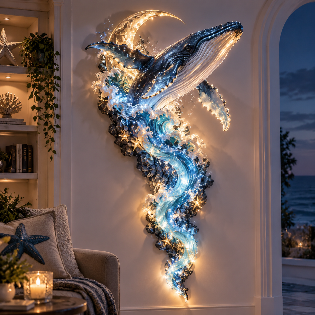 Moonlit Whale wall decor in home