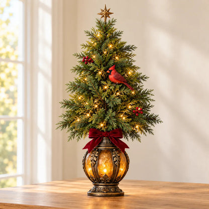 🔥Last Day 50% OFF -🎄 Vintage Cardinal Lantern Christmas Trees ✨ Warm Lighted Holiday Decor