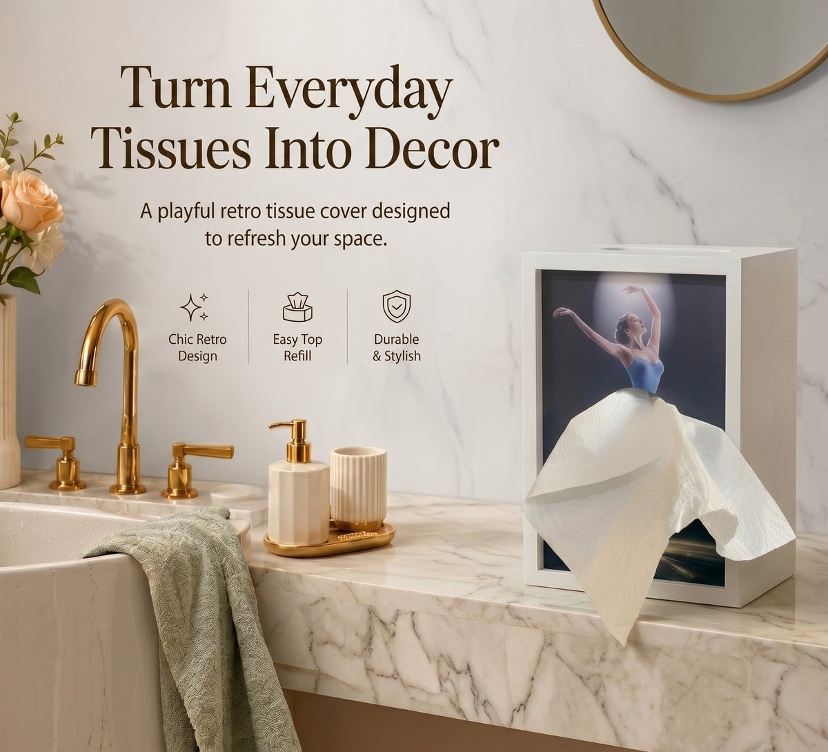 🩰 Dancing Ballerina Tissue Box | Elegant Wooden Art Frame & Unique Home Decor